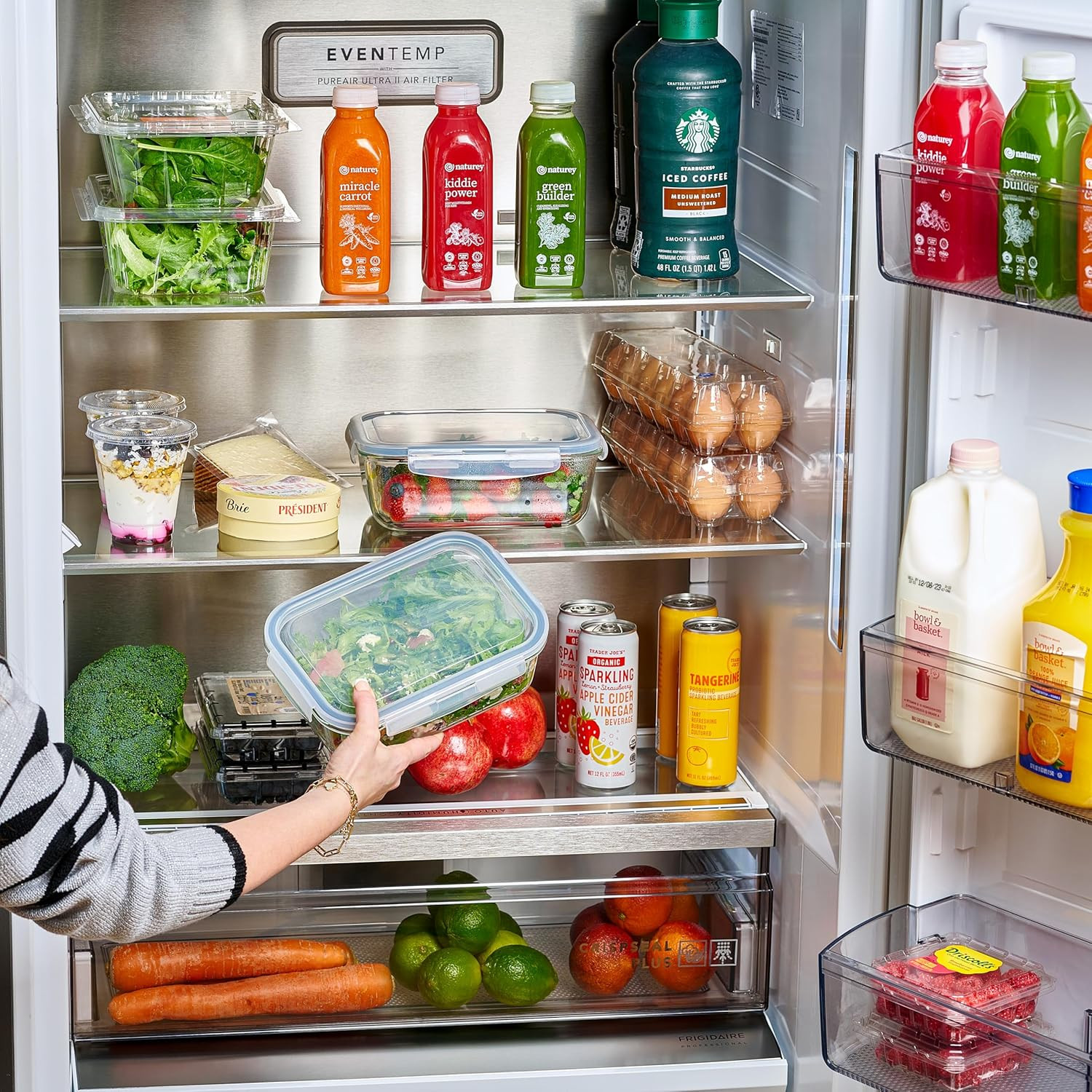 Juego de 4 recipientes grandes de vidrio para almacenar alimentos de 8 tazas con