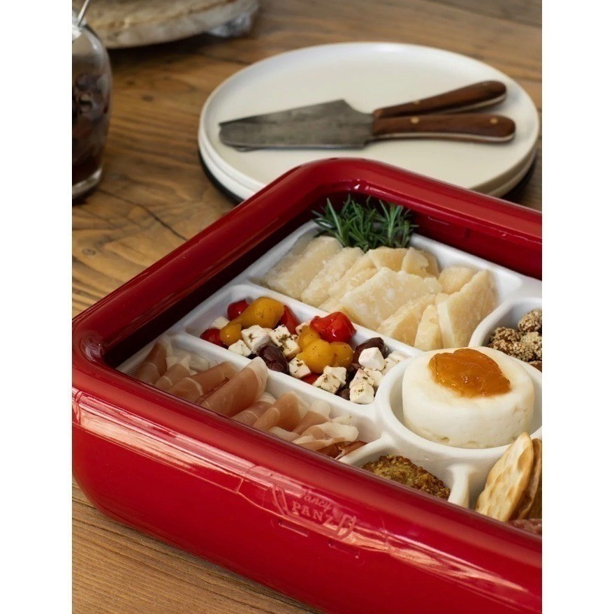 Fancy Panz Classic Red Foil Pan Carrier/Charcuterie & Veggie Trayz Combo *NEW*