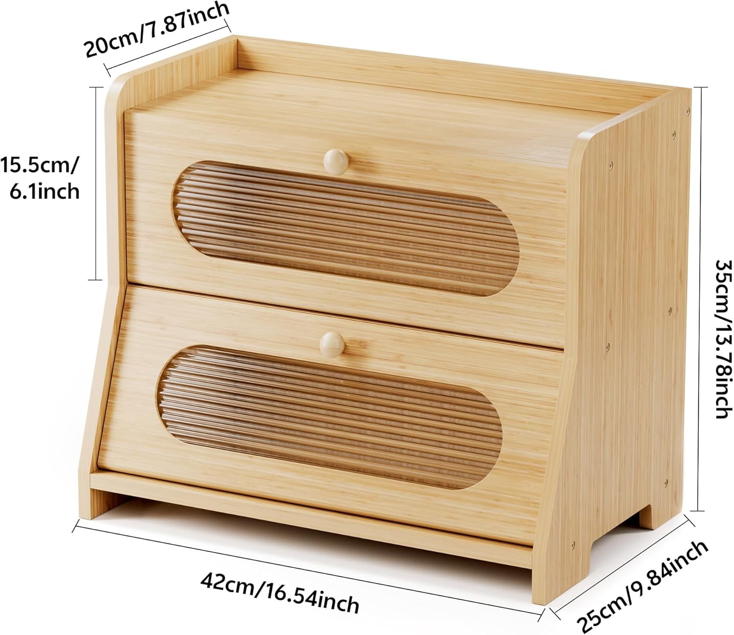 Bread Box,Extra Large 2-Tier Bamboo Bread Box for Kitchen Countertop,Bread