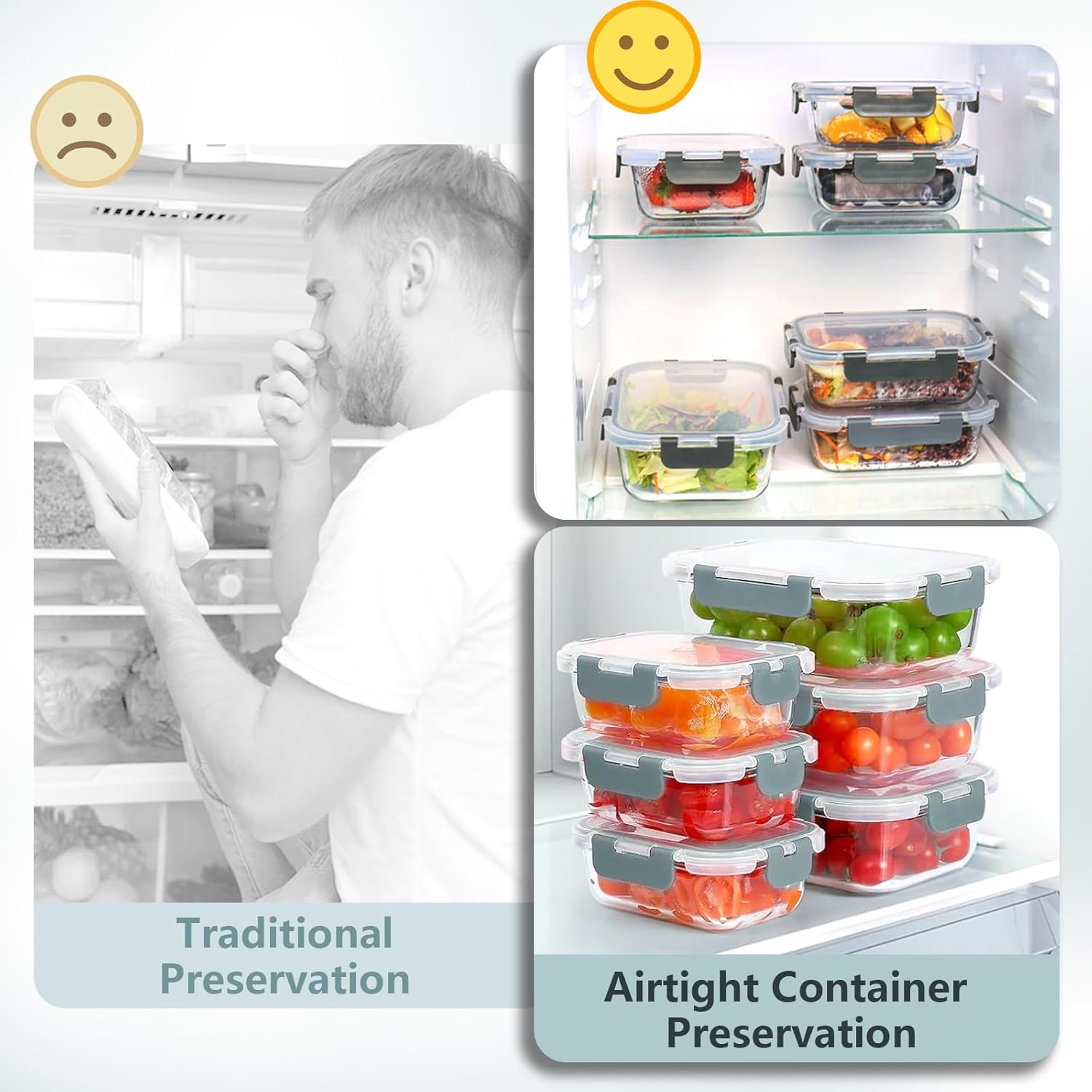 12 Pack Stackable Glass Meal Prep Containers with Lids – Safe & Versatile