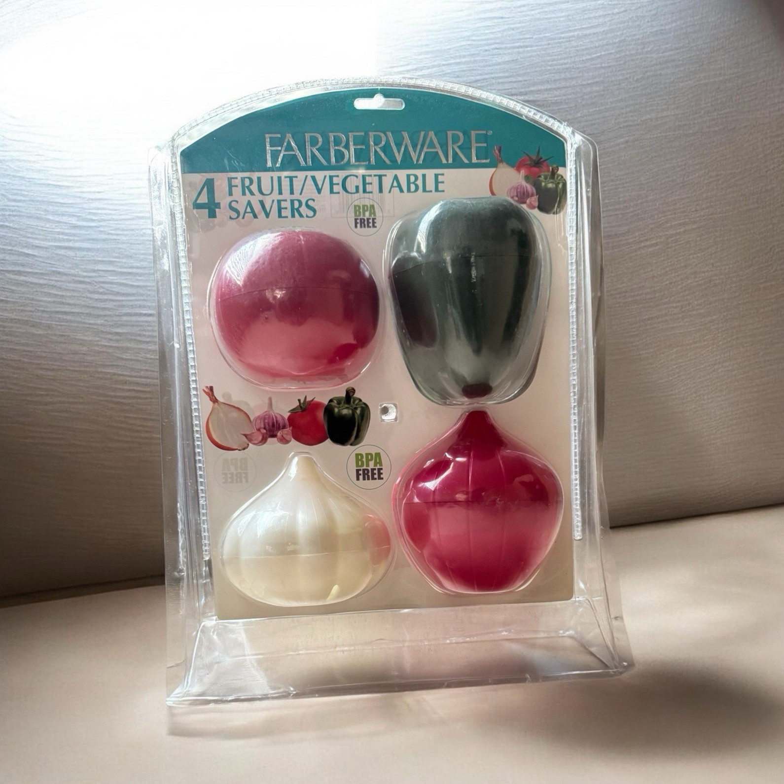 Farberware Produce Saver 4-Piece Set BPA Free Reusable Plastic Snap Lids