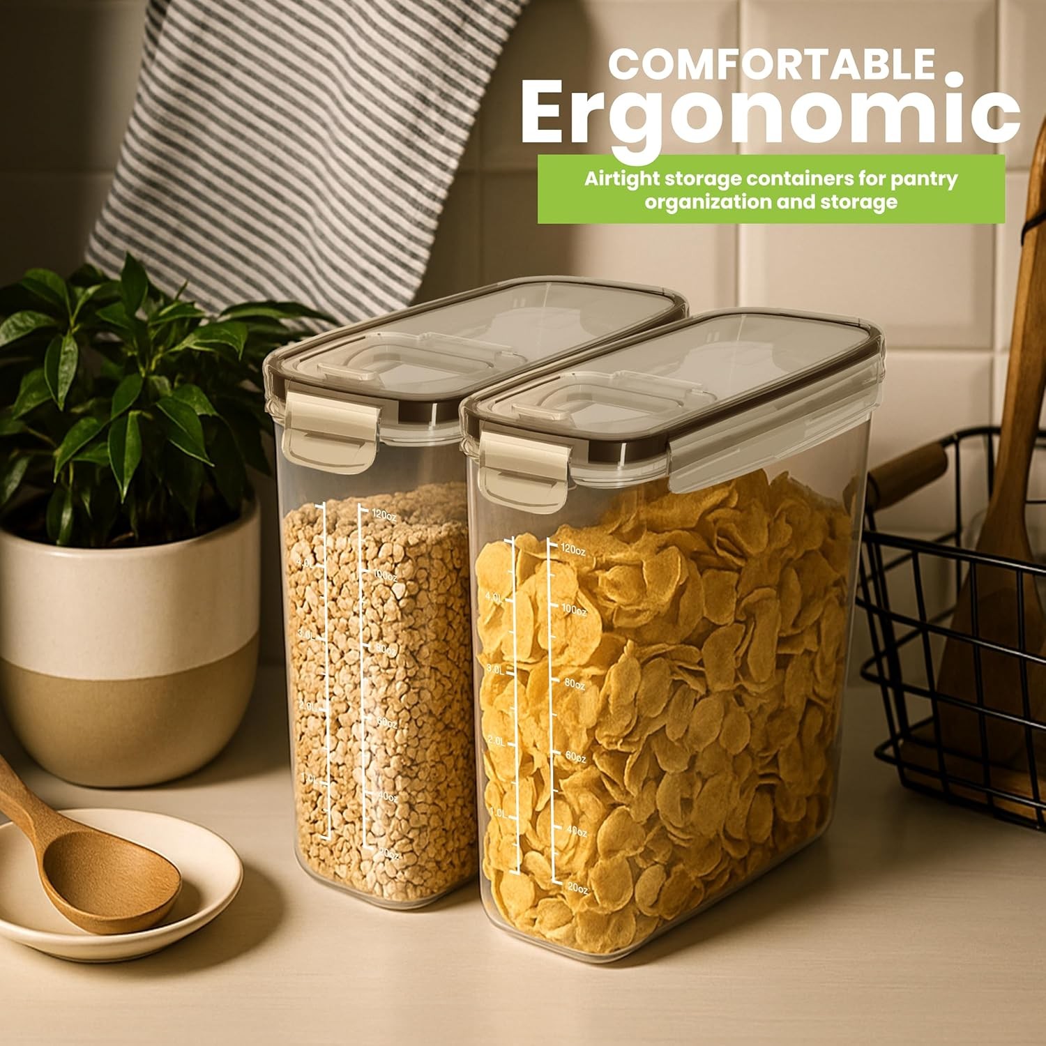 Cereal Containers Storage Set – 2 Pack 4L(135.2 oz) Airtight Food Storage