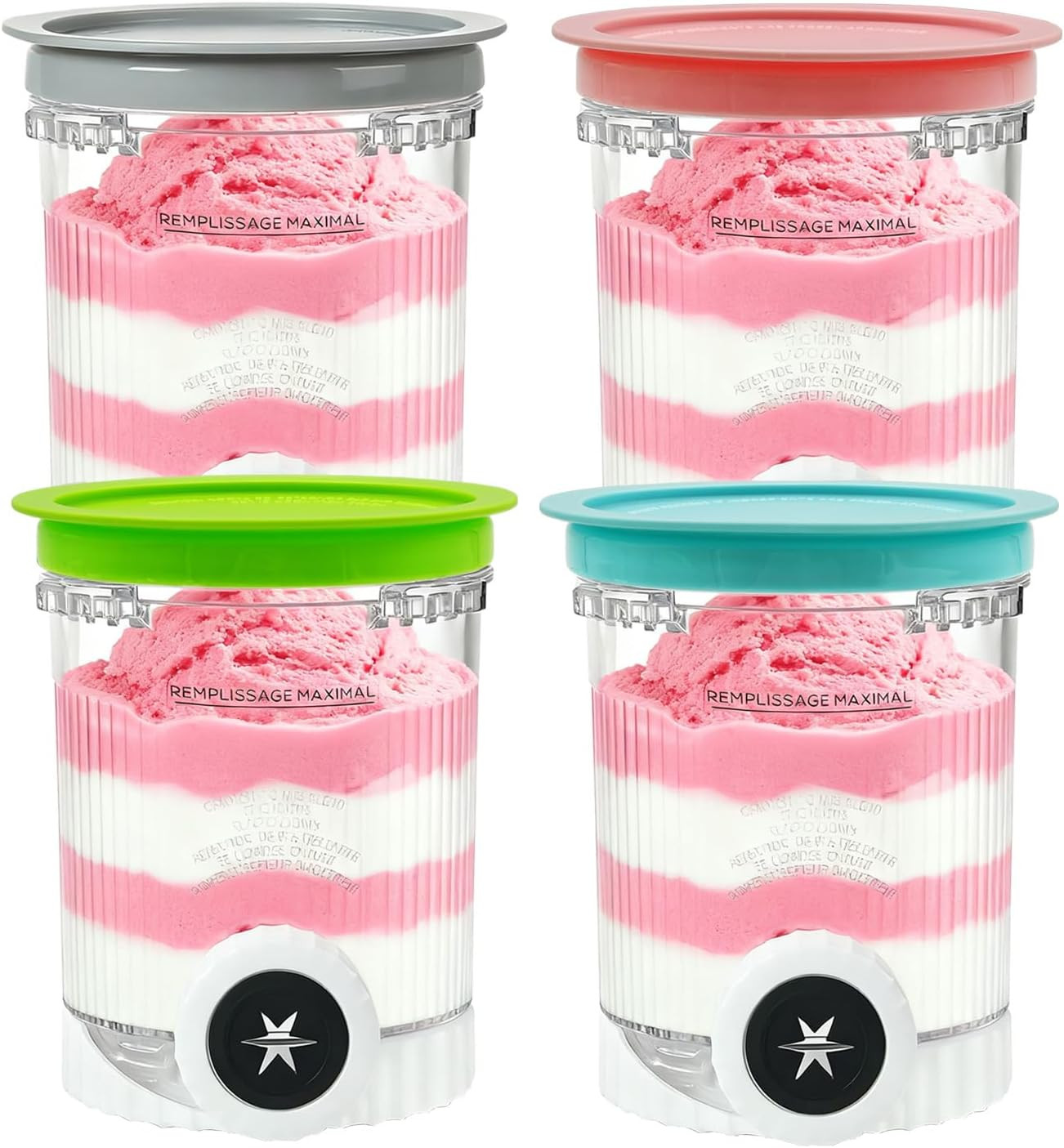 4 Pack for Ninja Creami Swirl Containers and Lids NC701 NC701C, Creamy Pints Cup