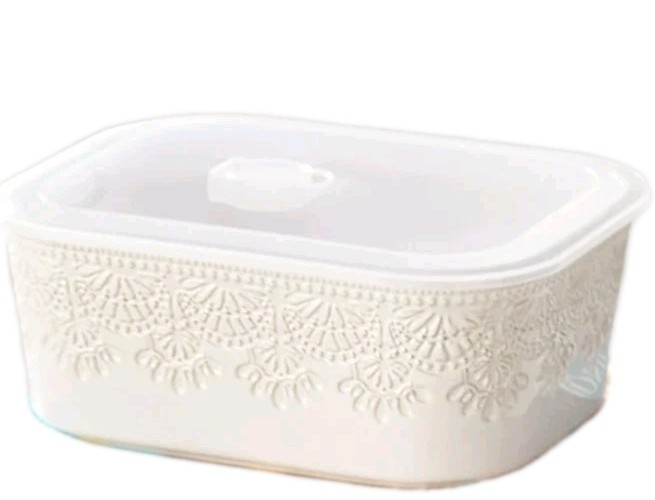 Pioneer Woman ~ VINTAGE LACE ~ LINEN ~ Two (2) Quart ~ Storage Container w/Lid