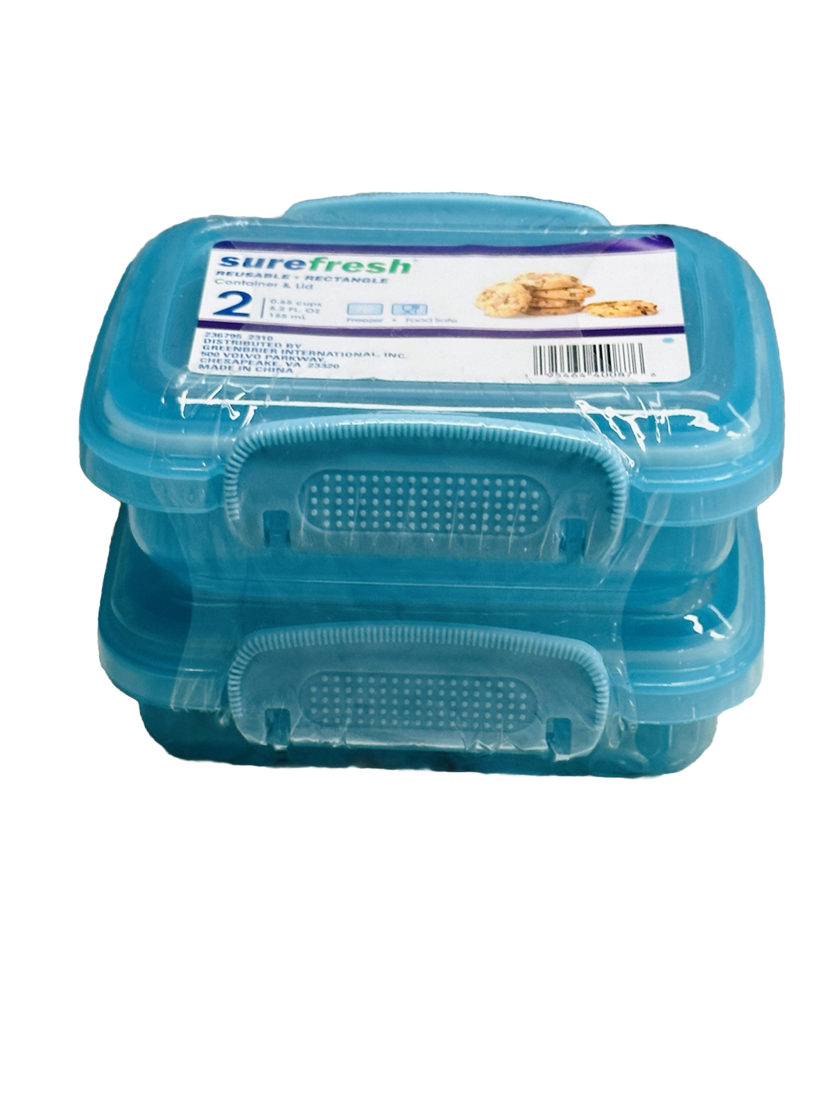 LOCK-TOP Snack Containers w Lids Stackable 5.2 Fl Oz, 2/Pk Aqua
