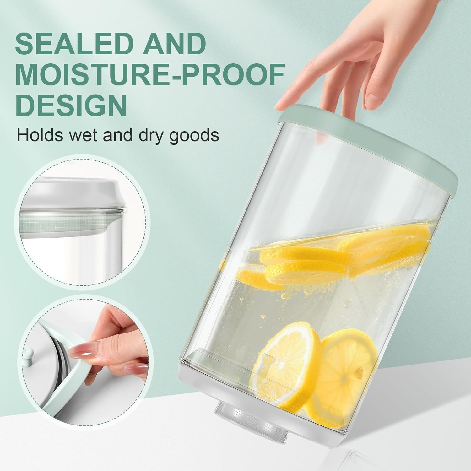 Dog Treat Container Airtight Jar 2.2Qt/2L, Glass Food Jars with One-Touch Lid