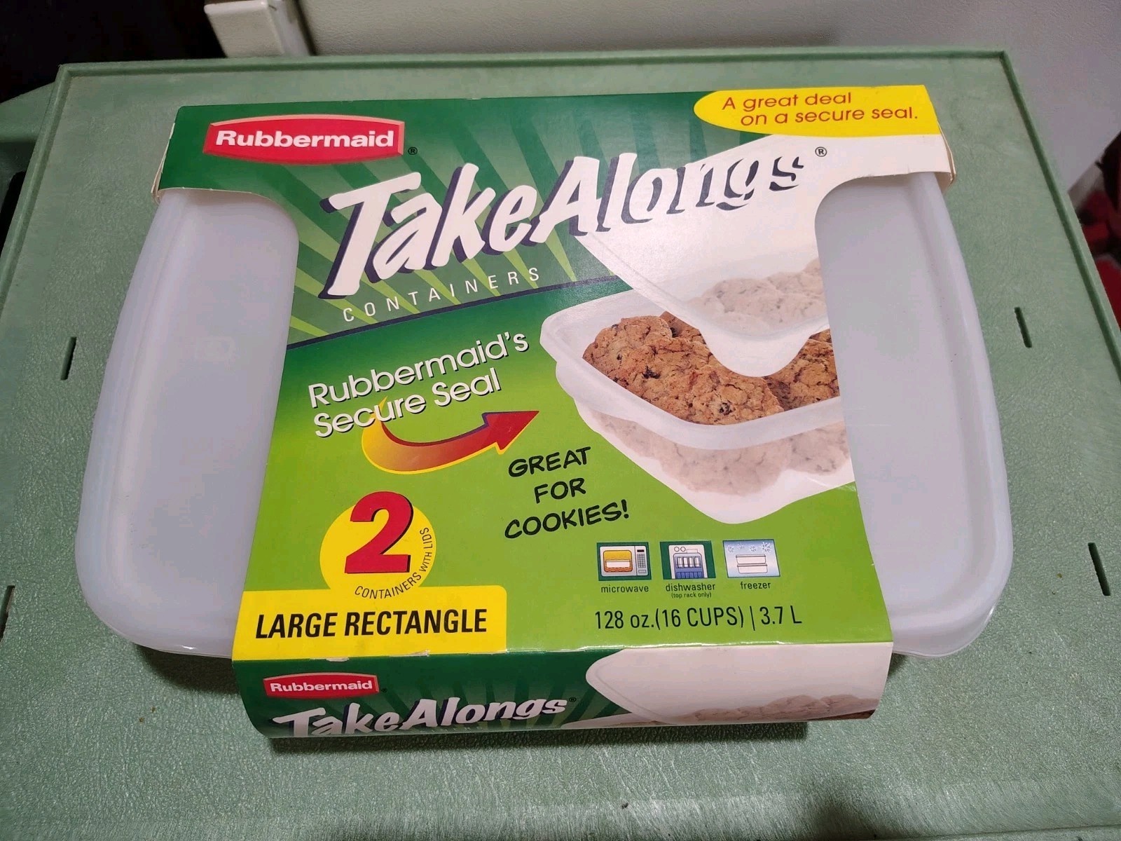 Vtg Rubbermaid Take Alongs 2 Ct Large Rectangle 3.7 L 16 Cups Containers Clear