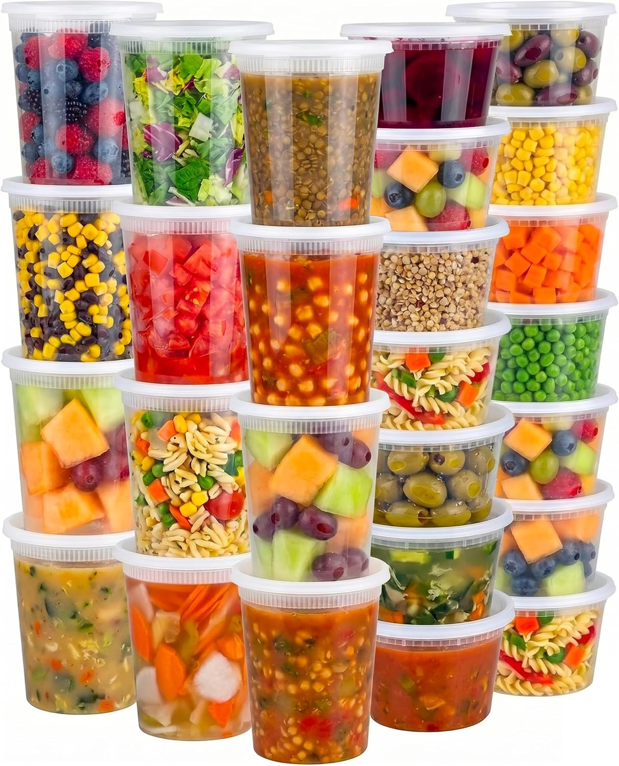 48 Sets Deli Containers with Lids – 16Oz & 32Oz – Leak Proof, Microwaveable, Dis