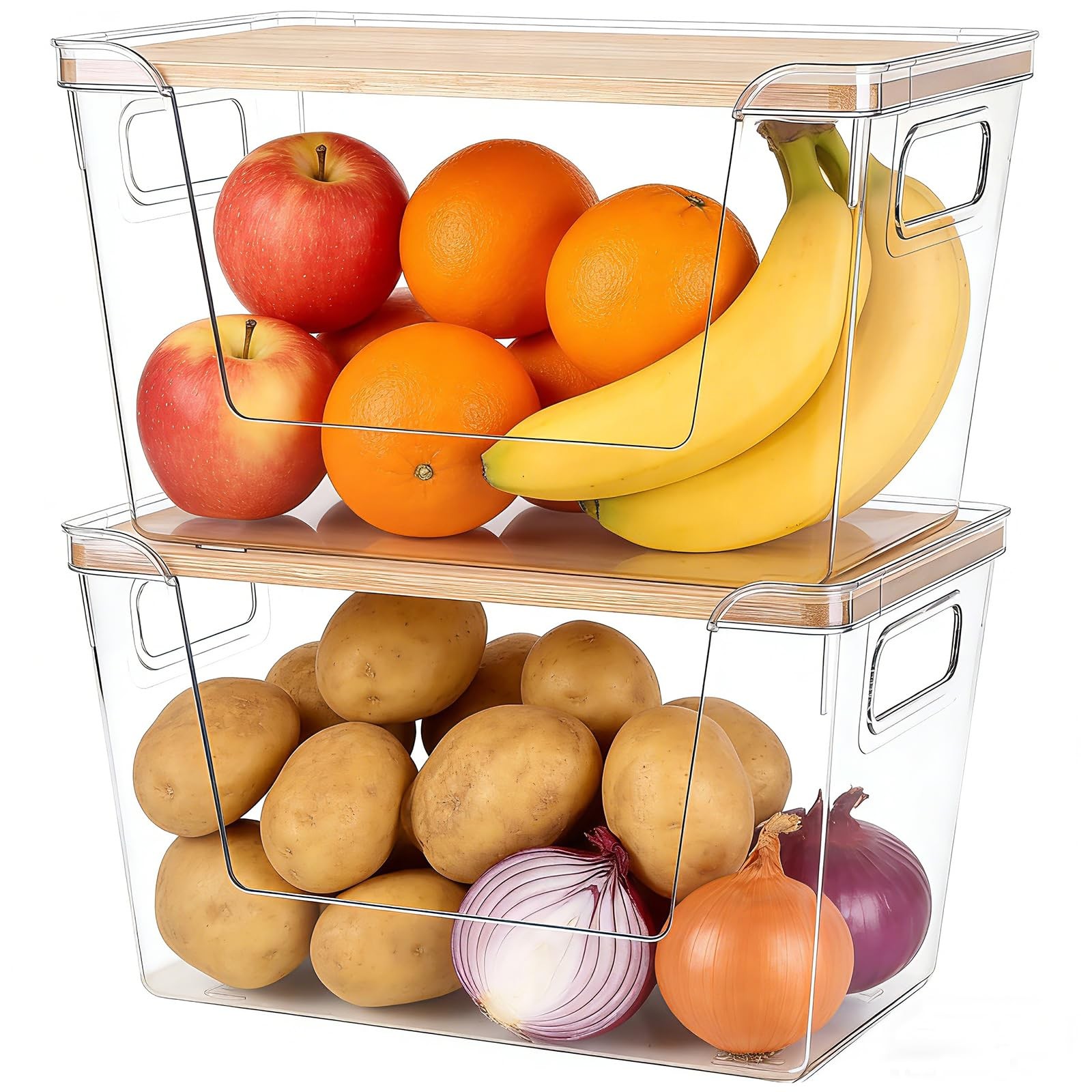 Hiziwimi 2 Set Pantry Organizers and Storage – Stackable 2 Pack, Clear