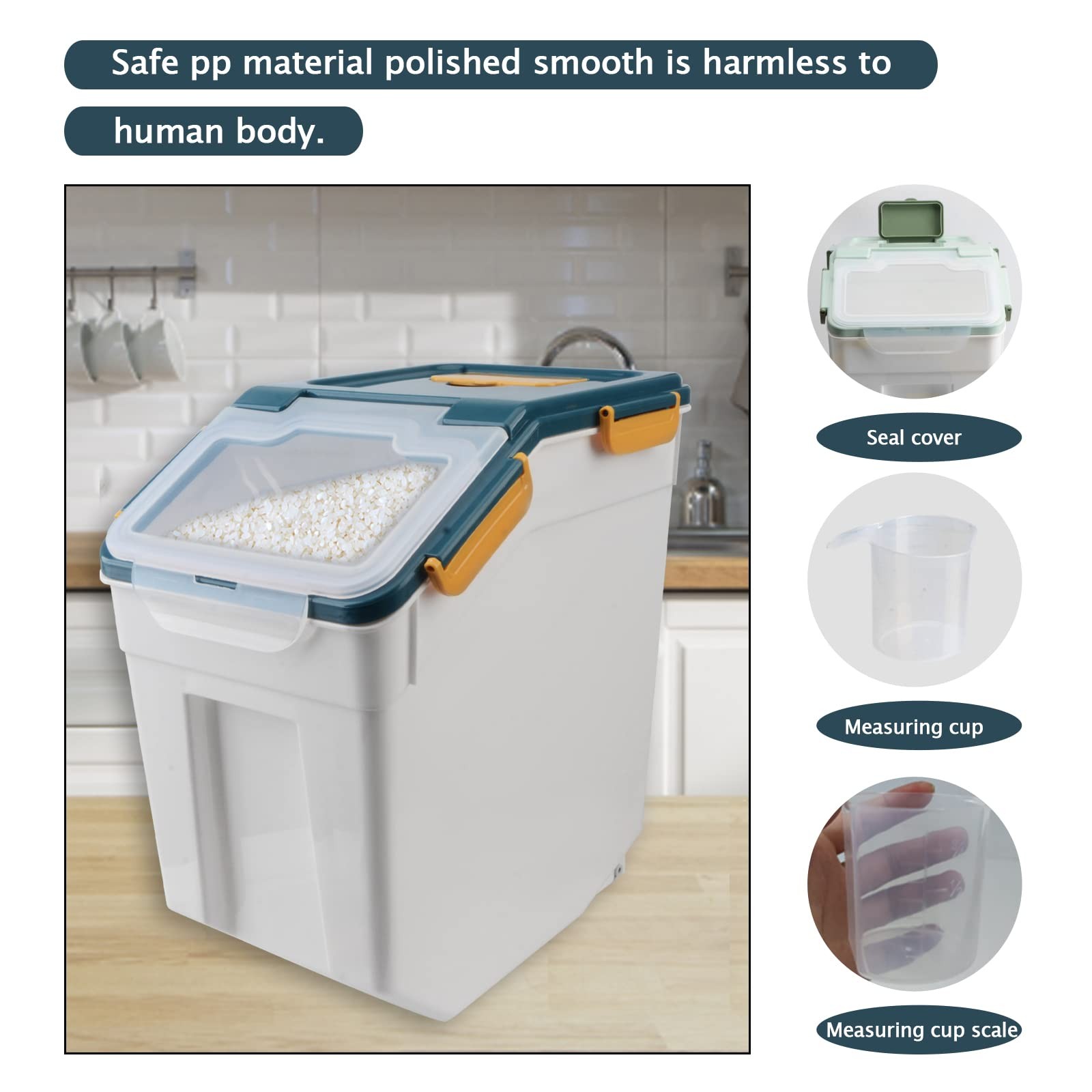Large Flour Storage Containers 25Lbs Airtight Rice Storage Container BPA Free…