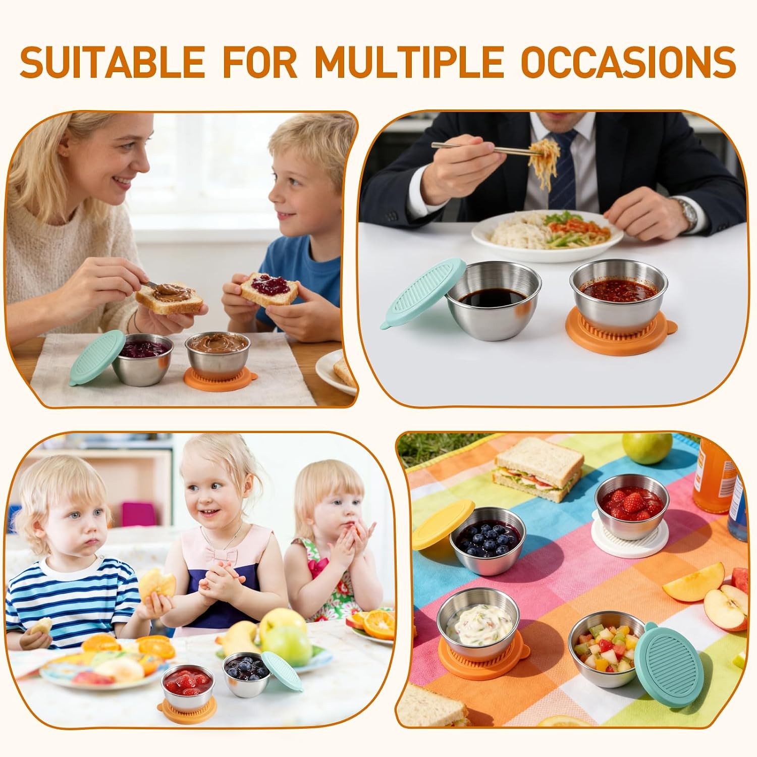 2oz Small Salad Dressing Containers To Go, 4 Pack Condiment Containers with