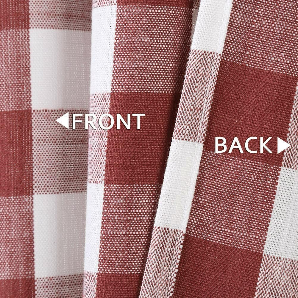 Red White Buffalo Valance Linen Sheer Cafe Curtain Buffalo Check Rod Pocket Ru
