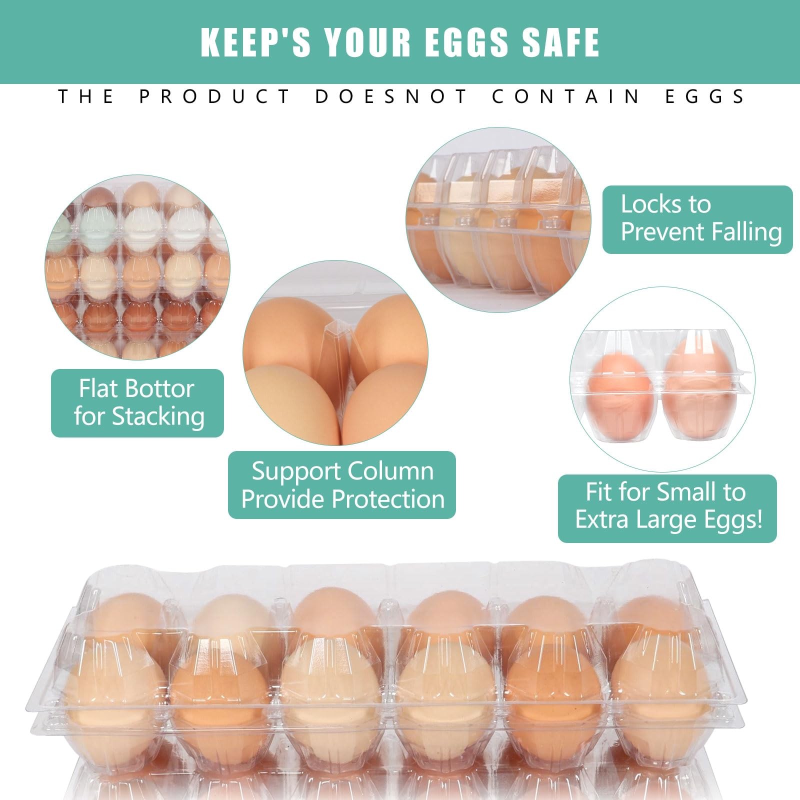 60 Packs 12 Count Clear Egg Cartons, 2 * 6 Grids Design, Perfect for Family, …