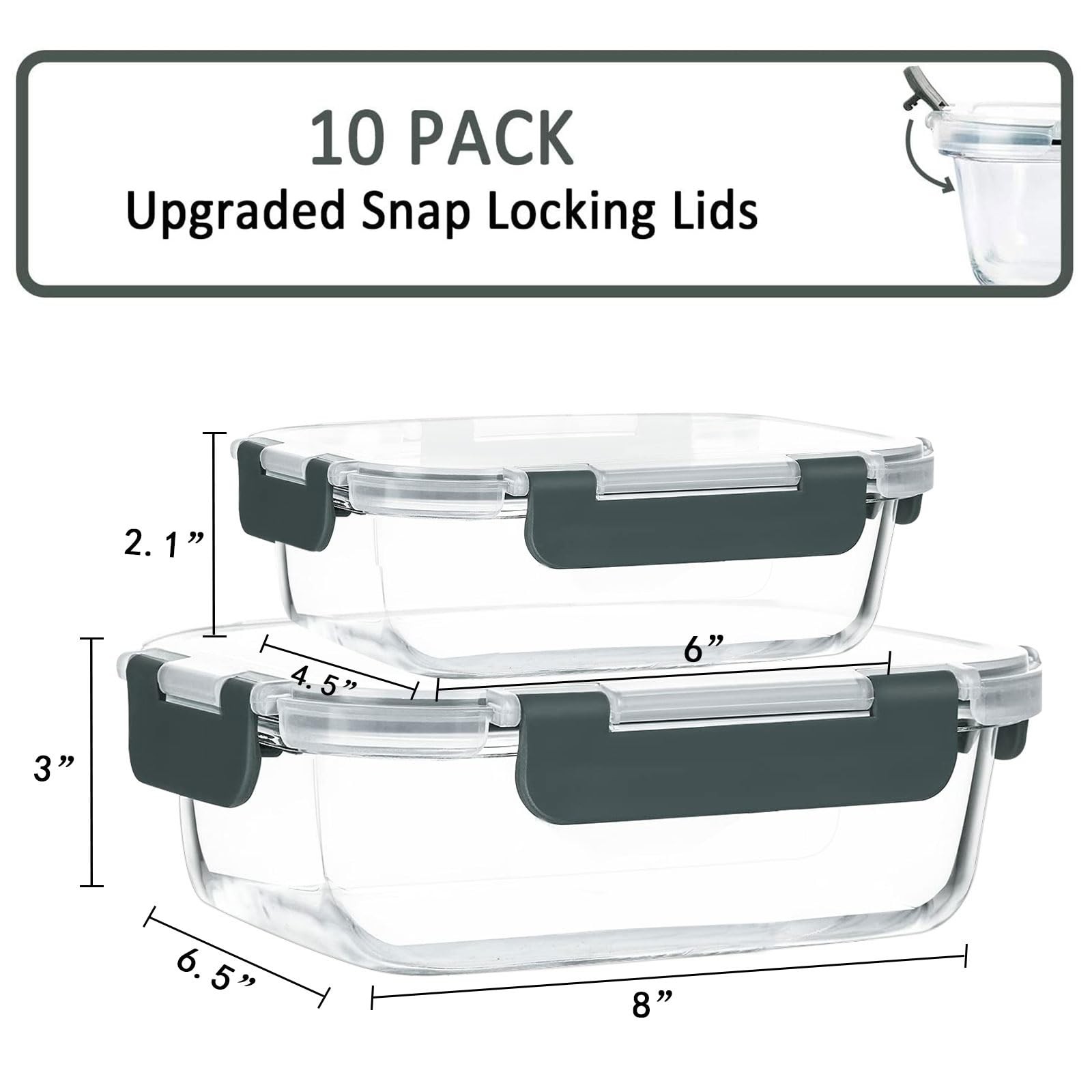 [10-Pack] Glass Meal Prep Containers with Lids, MCIRCO Food Storage Container…