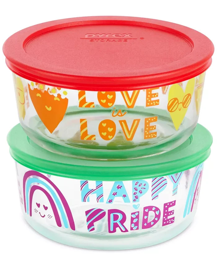 NEW Pyrex Celebrate Pride 4-pc. Happy Pride Rainbow Food Storage Set ~Sealed