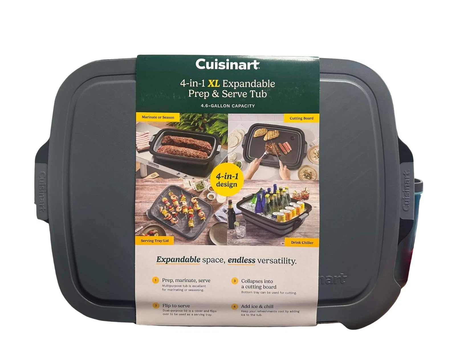 Cuisinart 4-in-1 XL 4.6 Gallon Expandable Prep and Serve Tub Adjustable Height