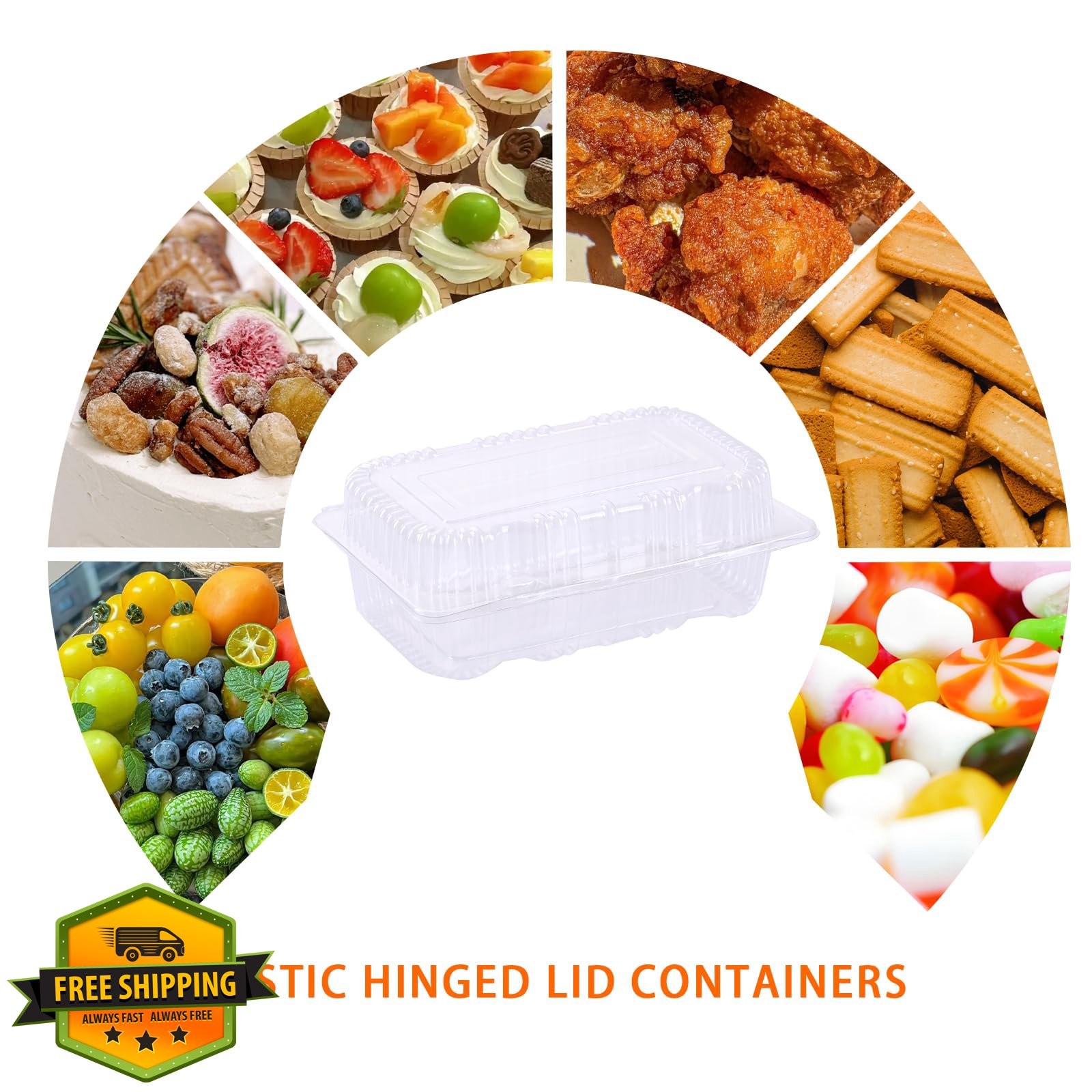 tergold Clamshell Containers, 7.2″ x 5″x 2.9″, 100pcs
