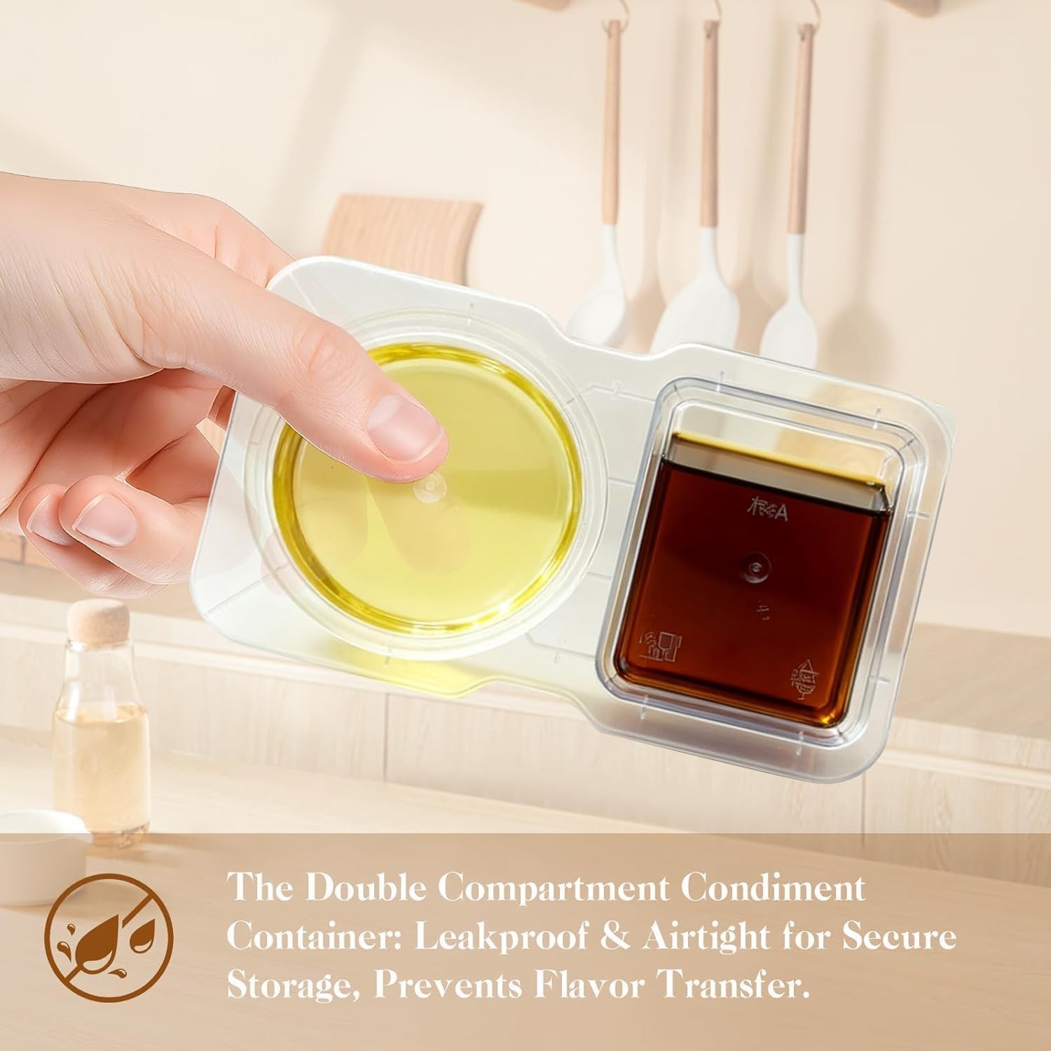 Condiment Containers With Lids, 20 Set Disposable Double Compartment Plastic