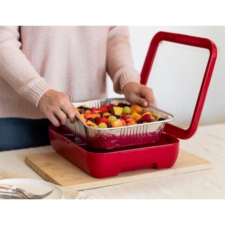 Fancy Panz Classic Red Foil Pan Carrier/Charcuterie & Veggie Trayz Combo *NEW*