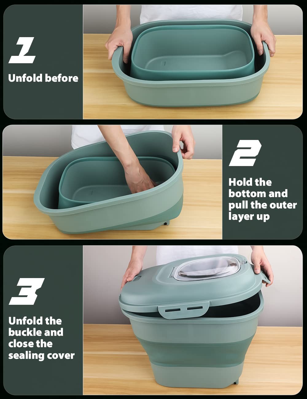 Cereal Rice Storage Containers, 20 to 50Lbs Collapsible Dry Food Dispenser Bi…