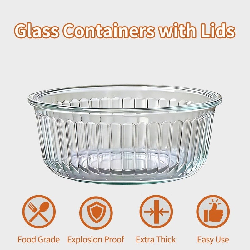 Borosilicate Glass Food Storage Containers Airtight Leakproof Microwave Safe Set