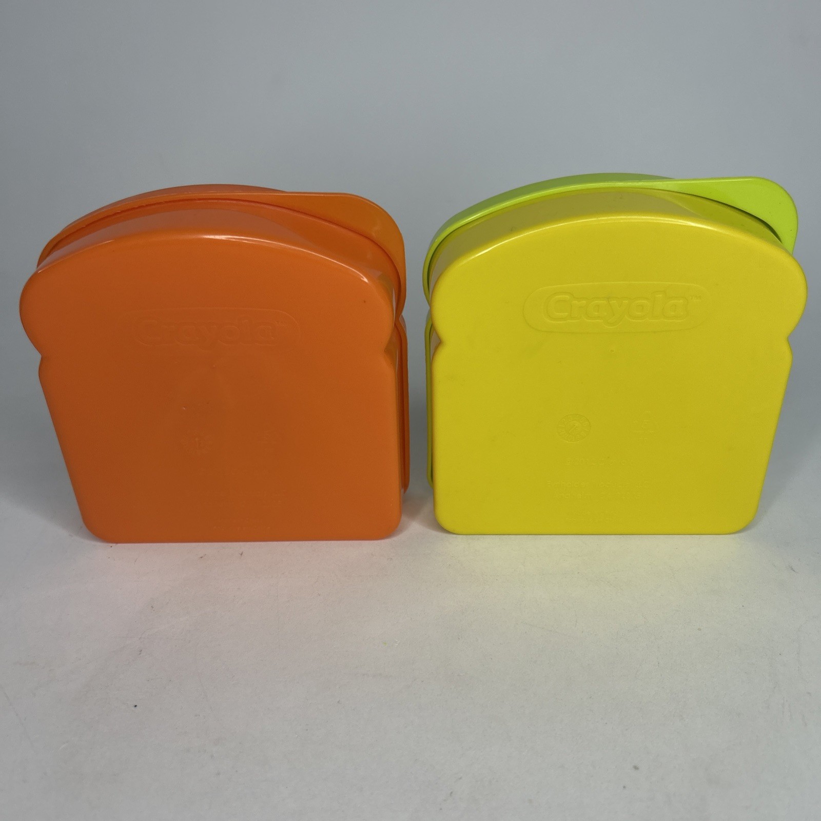 2 Crayola Sandwich Snack Packer Container Set Box Orange Green Yellow Lunch 2010