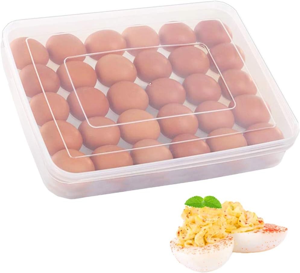 Covered Egg Holder for Refrigerator,30 Deviled Egg Tray with Lid,Plastic Egg …