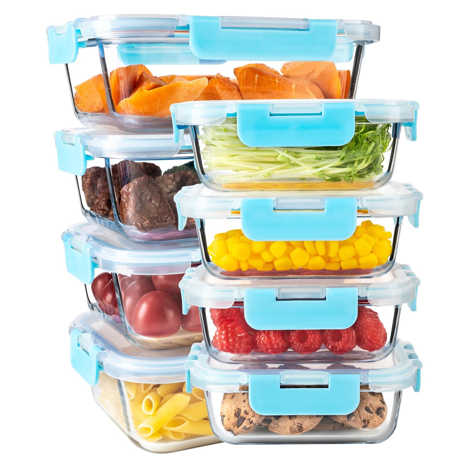 YARYOUNG 16PCS (8 Bowls + 8 Lids) High Borosilicate Glass Meal Prep Container…