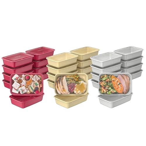 60-Piece Holiday Food Storage Set – 1-Compartment Meal Prep Containers, BPA-Free