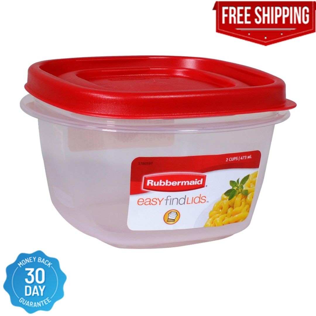 Rubbermaid 7J60 Easy Find Lid Square 2-Cup Food Storage (Pack of 8 Containers)
