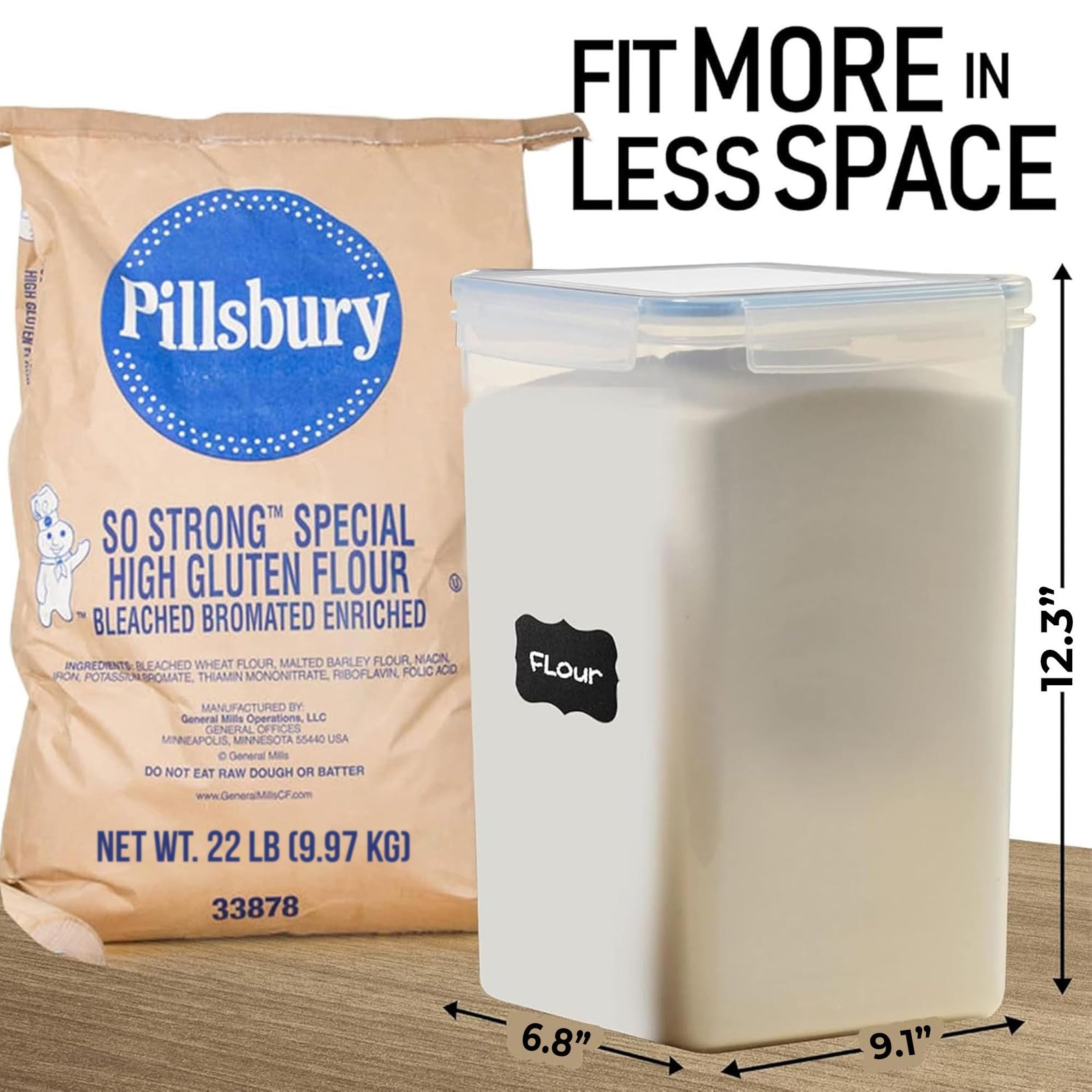 Flour Storage Container 2 PC [8.5L / 287 Oz] Extra Large Food Storage Contain…