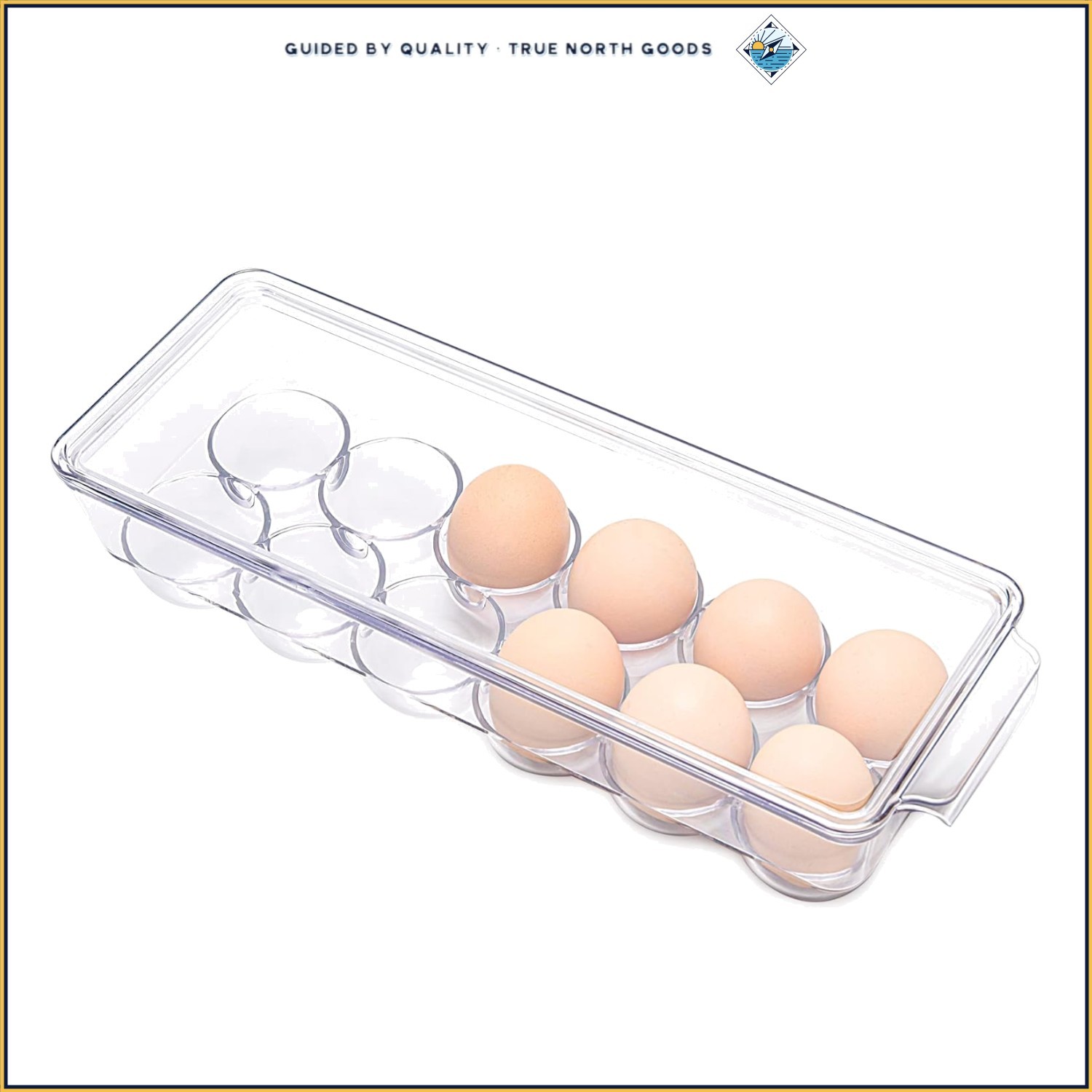 Clear Egg Holder for Refrigerator, BPA-Free Container for 12 Eggs Storage