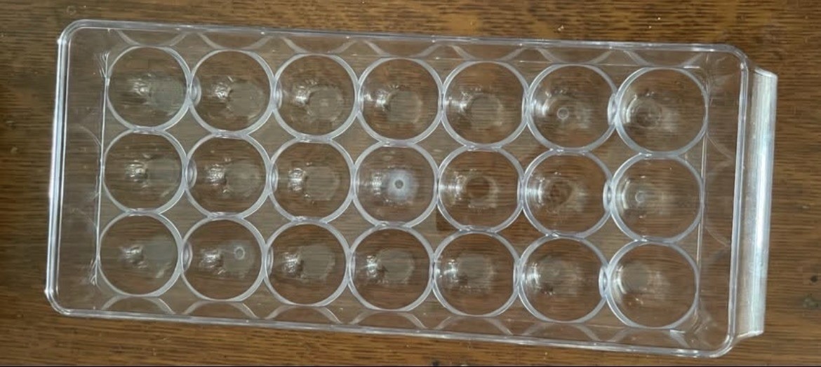 21 Egg Holder Carrier w Lid Clear Plastic Refrigerator Storage USED GREAT SHAPE