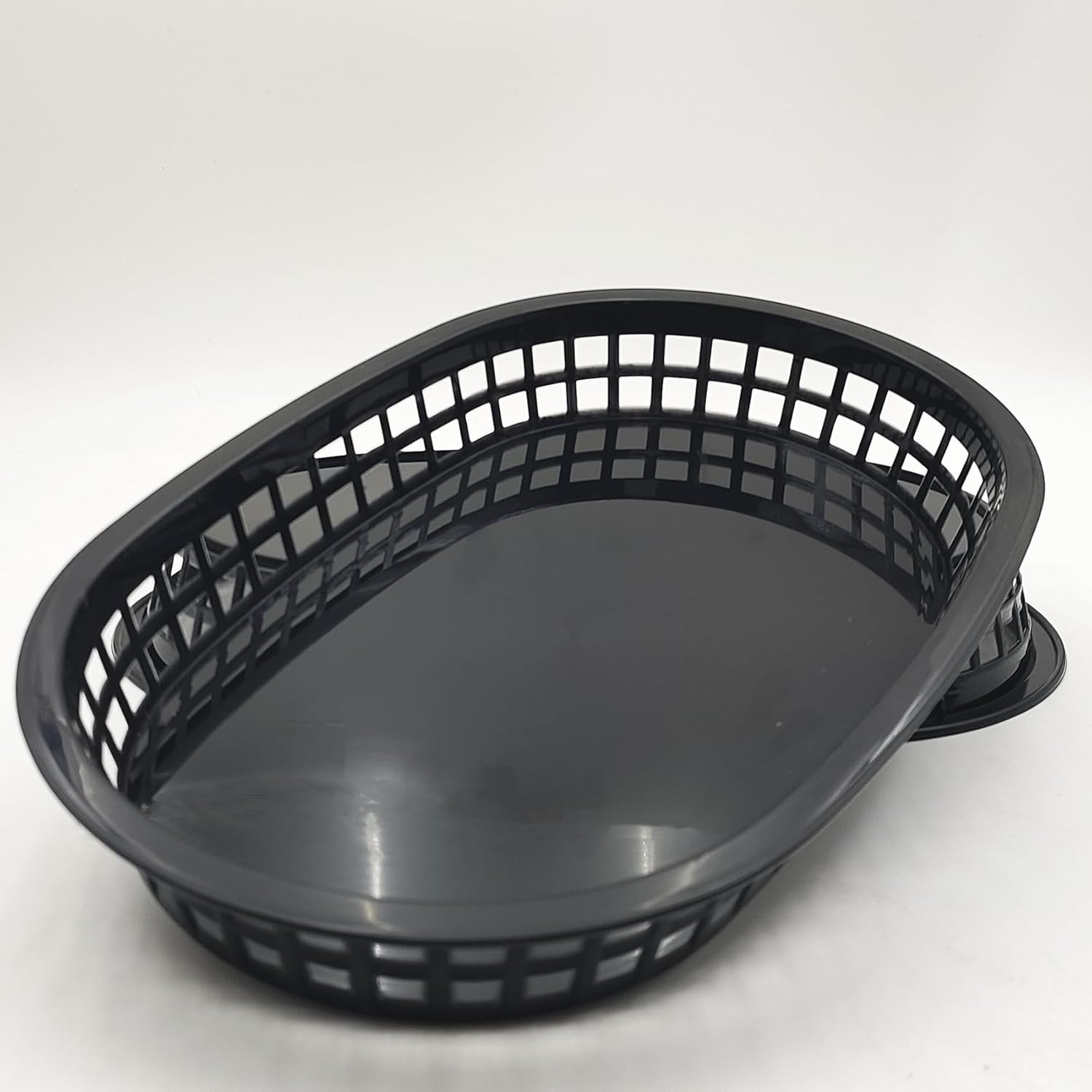 40 Pack Reusable Fast Food Baskets, 10.5×7 Inch Black Plastic Trays