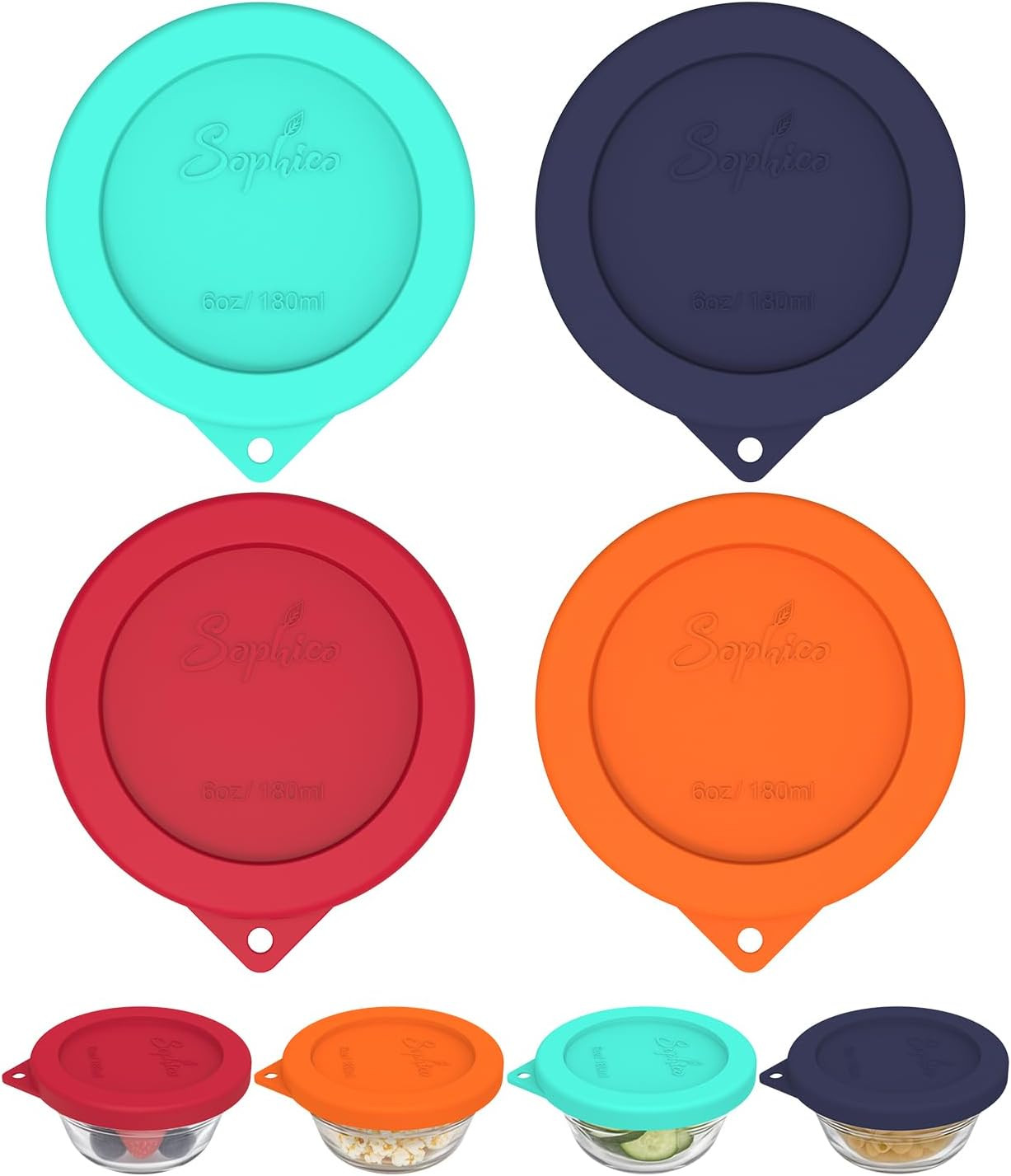 Silicone Replacement Lids for Pyrex and Anchor Hocking Glass Custard Cups 6Oz, r