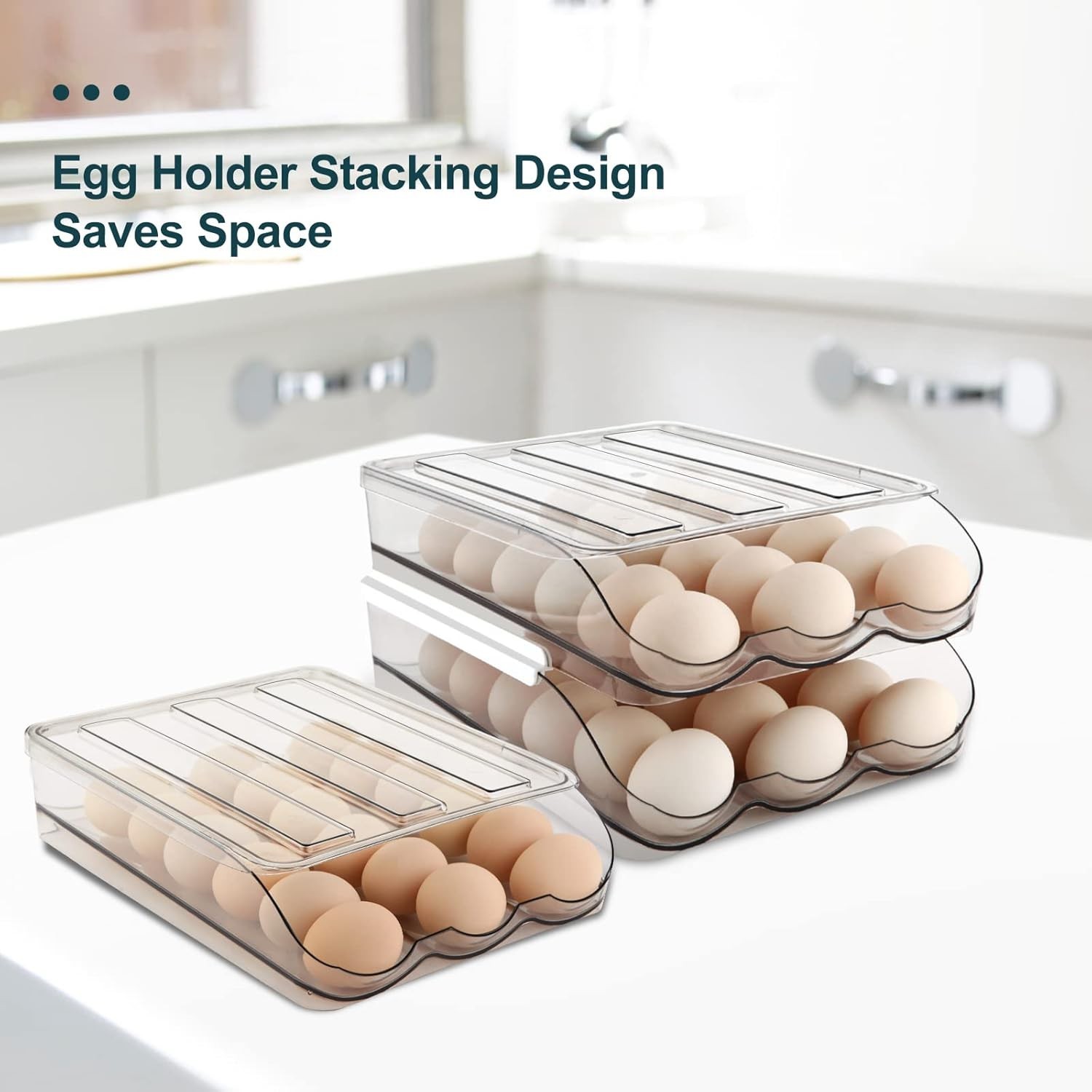 Egg Holder for Fridge, Automatically Rolling Egg Storage Container for Refrig…
