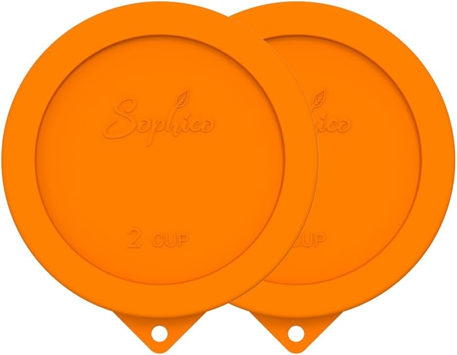 2 Cup Round Silicone Storage Cover Lids Replacement for Anchor Hocking and Pyrex