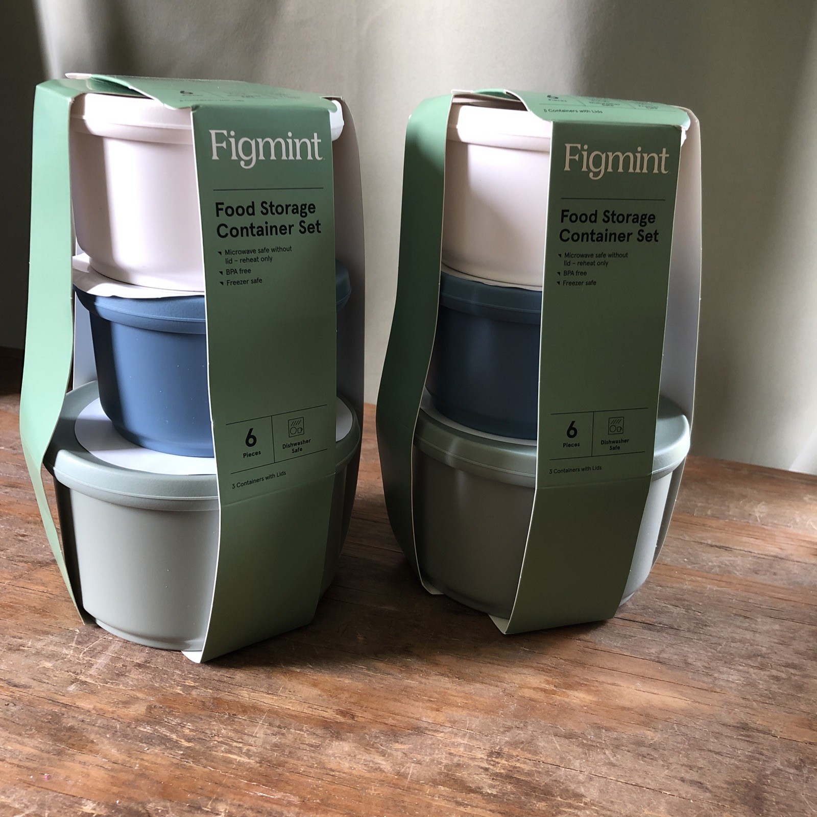 Figmint 6pc Food Storage Container Set 4- 1.25 / 2- 2.5 Cup Snap Lids