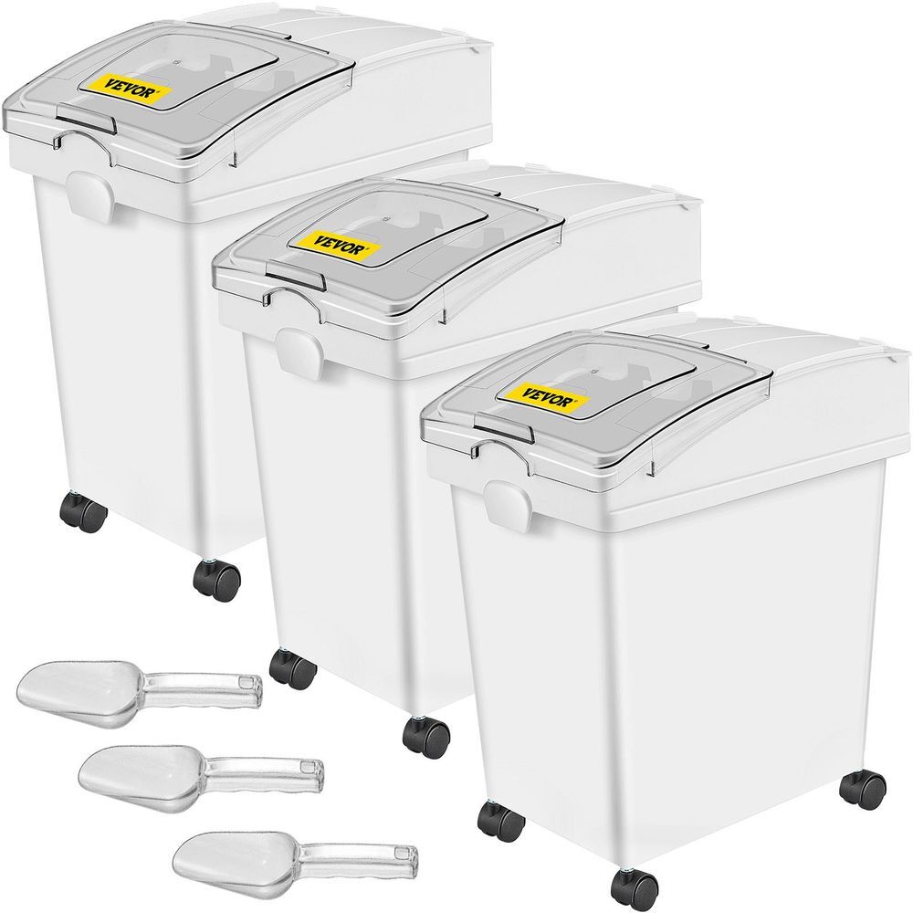 3Pcs Ingredient Bin 6.6 Gal Capacity Ingredient Storage Bin Flour Bins On Wheels