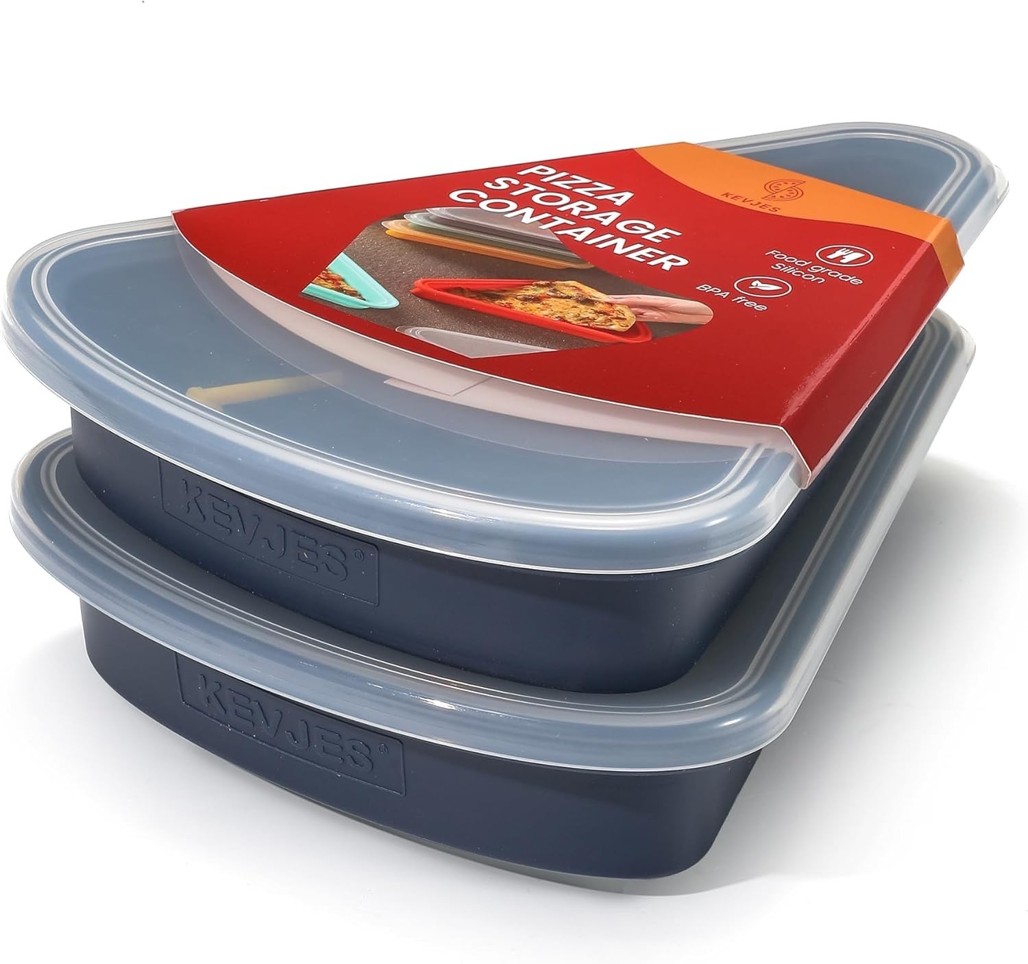 2-Pack Reusable Silicone Leftover Pizza Slice Storage Container with Air-tight
