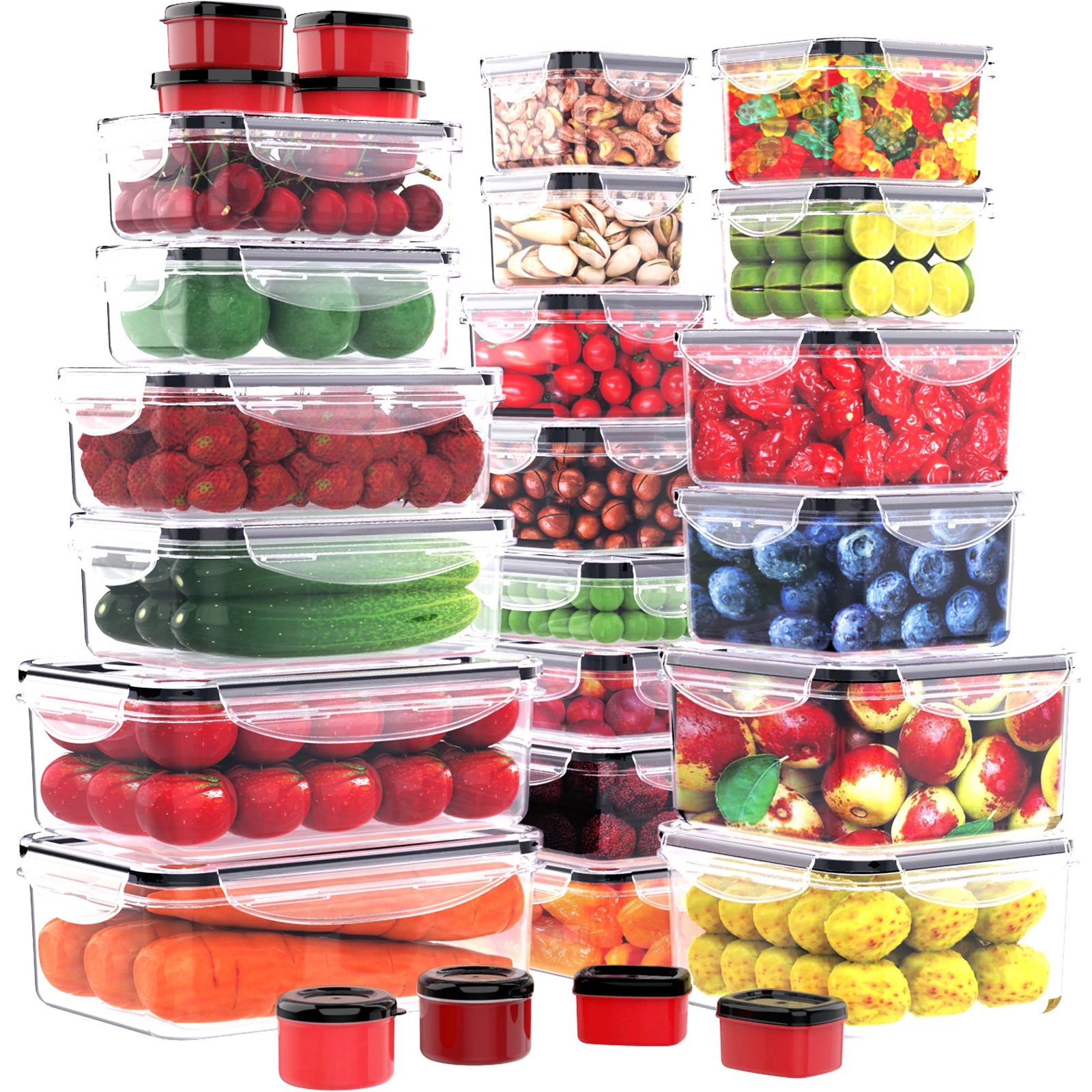 RockBerry 56 PCS Food Storage Containers with Lids Airtight- Large, 56Pcs