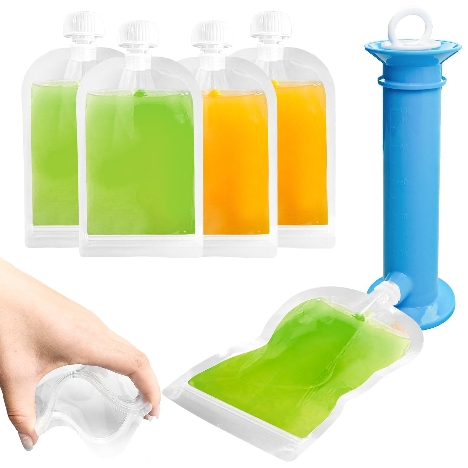 6PCS Reusable Baby Food Pouches Filler Kit Baby Food Pouch Maker for Applesau…