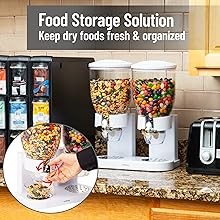 Double Dry Food Dispenser, 2 x 3.5L Countertop Containers for Cereal, Granola,