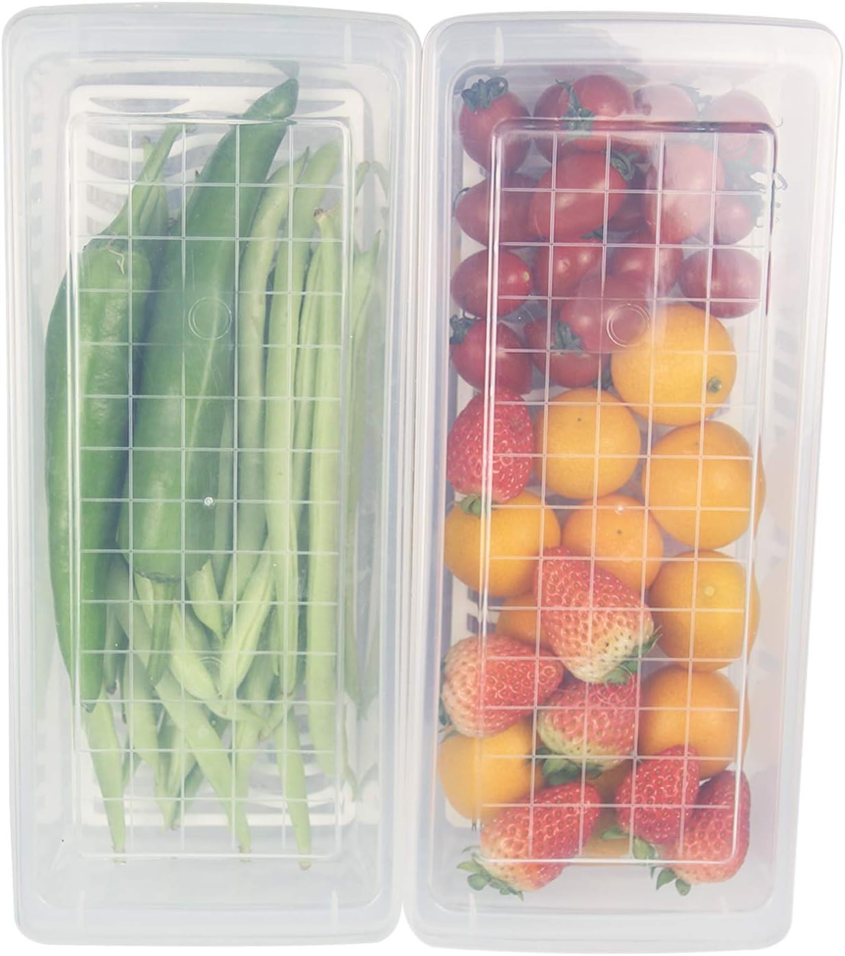 Food Storage Container Plastic Food Containers W/ Removable Drain Plate & Lid
