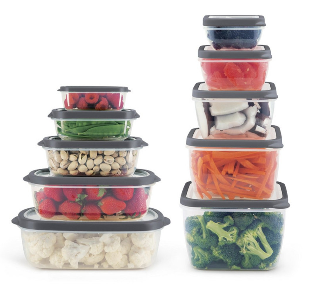 AR+COOK 20-piece FOOD STORAGE CONTAINER Set, BPA Free Plastic, Nestable, NEW