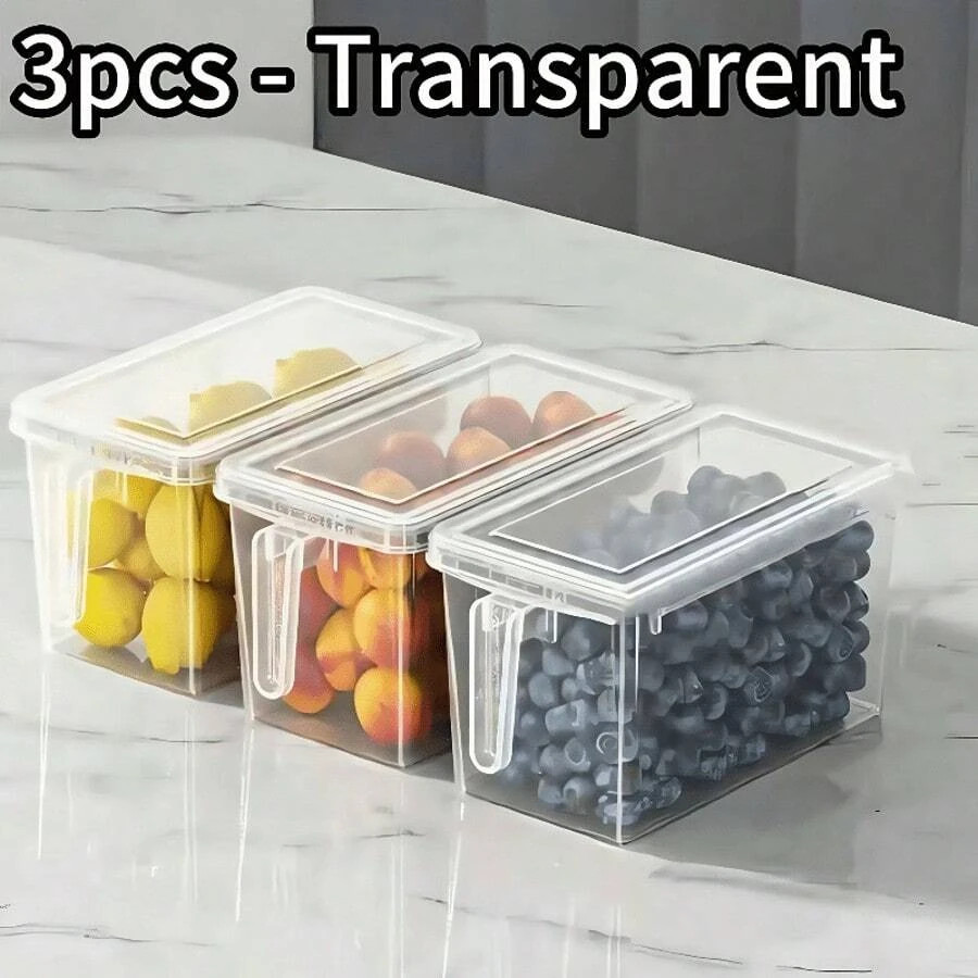 Refrigerator Storage Boxes with Handles, Food Organizer (3-Piece Set)
