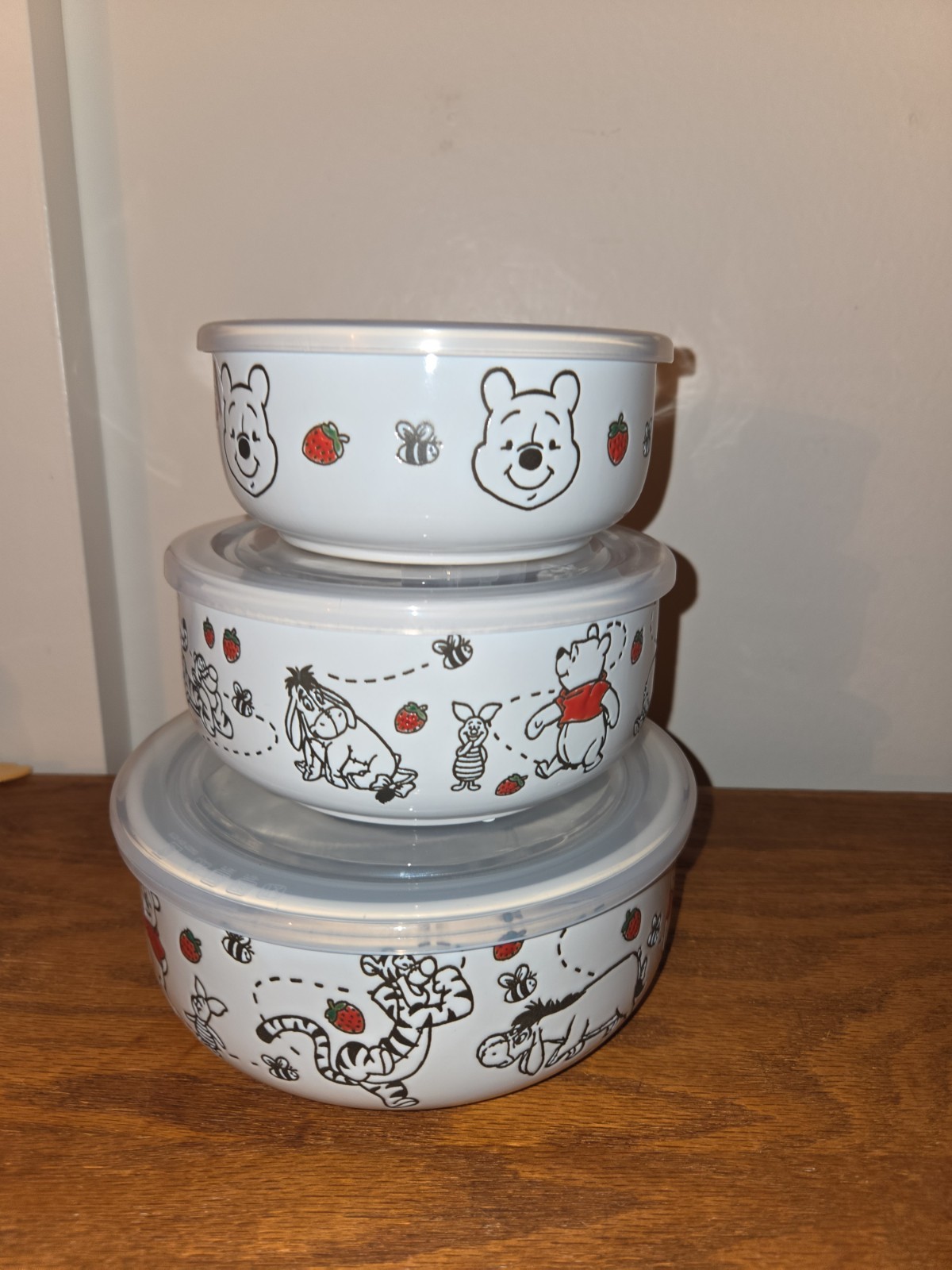 NEW RARE Disney Winnie The Pooh SET OF 3 Ceramic Container Set with Vented Lids