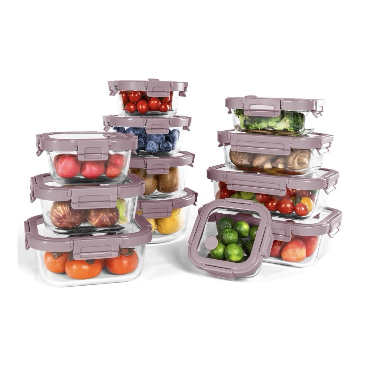 9pc Borosilicate Glass Food Storage Container Set Clear/Blue Snap Lids