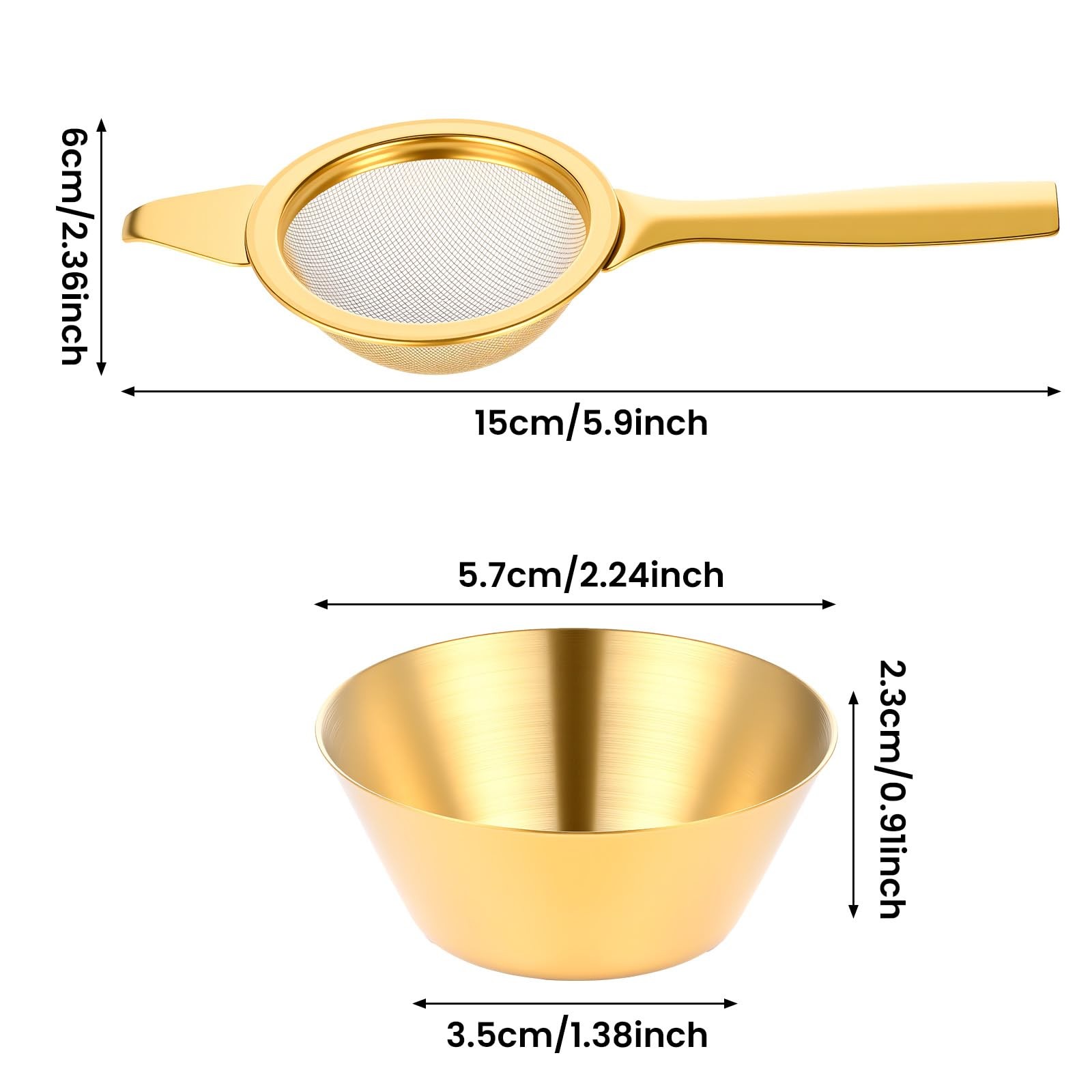 2.2″ Gold Matcha Sifter Strainer 30 Fine Mesh Small Small,