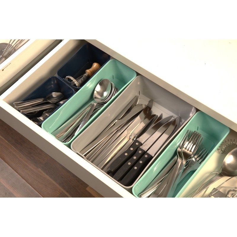 Set of 3 Flexible Drawer Organizers Dishwasher Safe Stackable Storage Trays New
